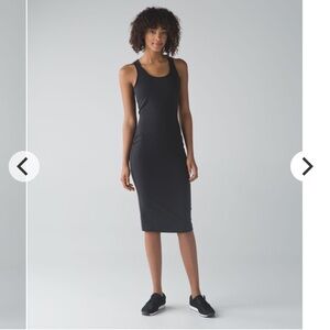 Lululemon Globetrotter Midi Dress Black Heather Sz 8 Racerback Bodycon Travel